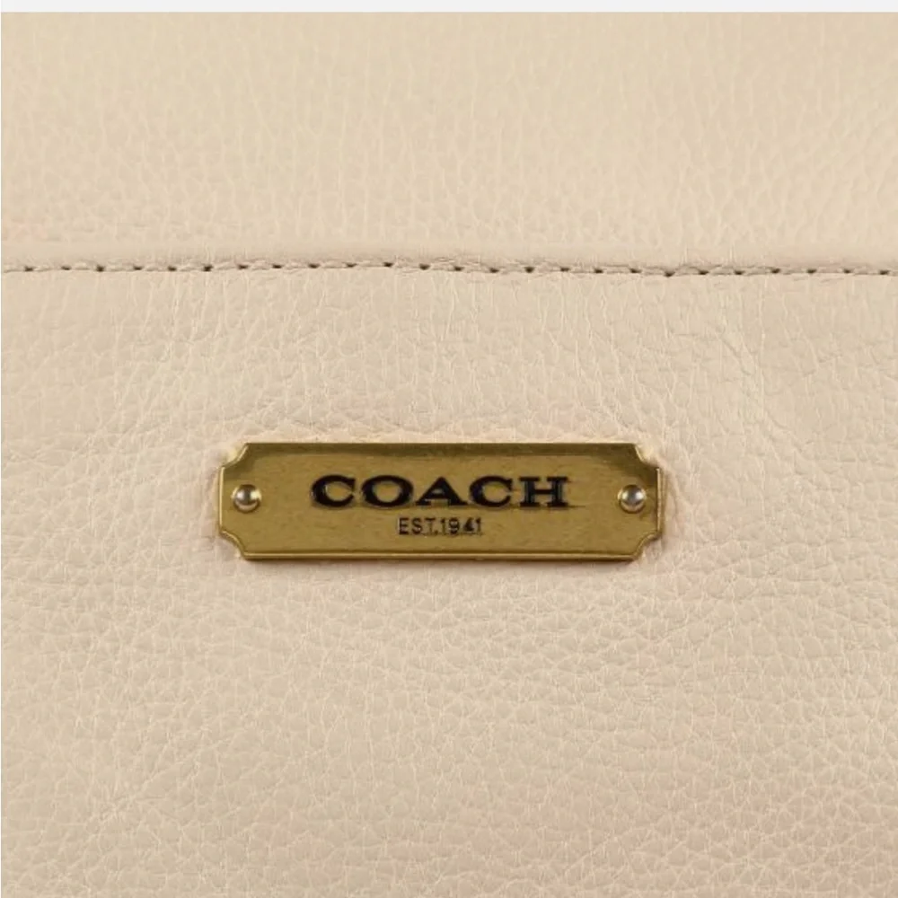 Coach Avery Pebbled Leather Satchel | Ivory Beige